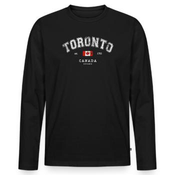 Toronto Canada - Men's Premium Organic Long Sleeve Shirt - black - Front - Nico (187cm)