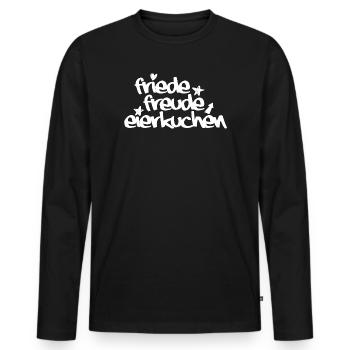 Friede, Freude, Eierkuchen - Männer Premium Bio Langarmshirt - Schwarz - Vorne - Nico (187cm)