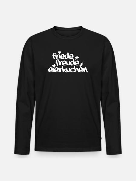 Friede, Freude, Eierkuchen - Männer Premium Bio Langarmshirt - Schwarz