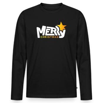 merry christmas font font graffiti star xmas - Men's Premium Organic Long Sleeve Shirt - black - Front - Nico (187cm)