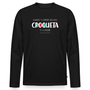 Krokette (dunkel) - Männer Premium Bio Langarmshirt - Schwarz - Vorne - Nico (187cm)