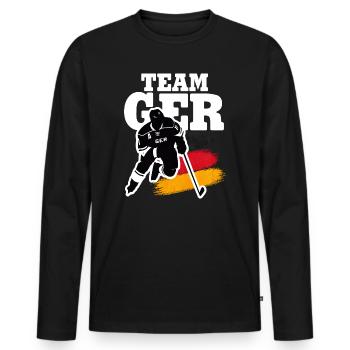 EISHOCKEY DEUTSCHLAND GERMANY - Männer Premium Bio Langarmshirt - Schwarz - Vorne - Nico (187cm)