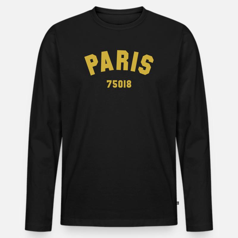 PARIS Arrondissement - Männer Premium Bio Langarmshirt - Schwarz