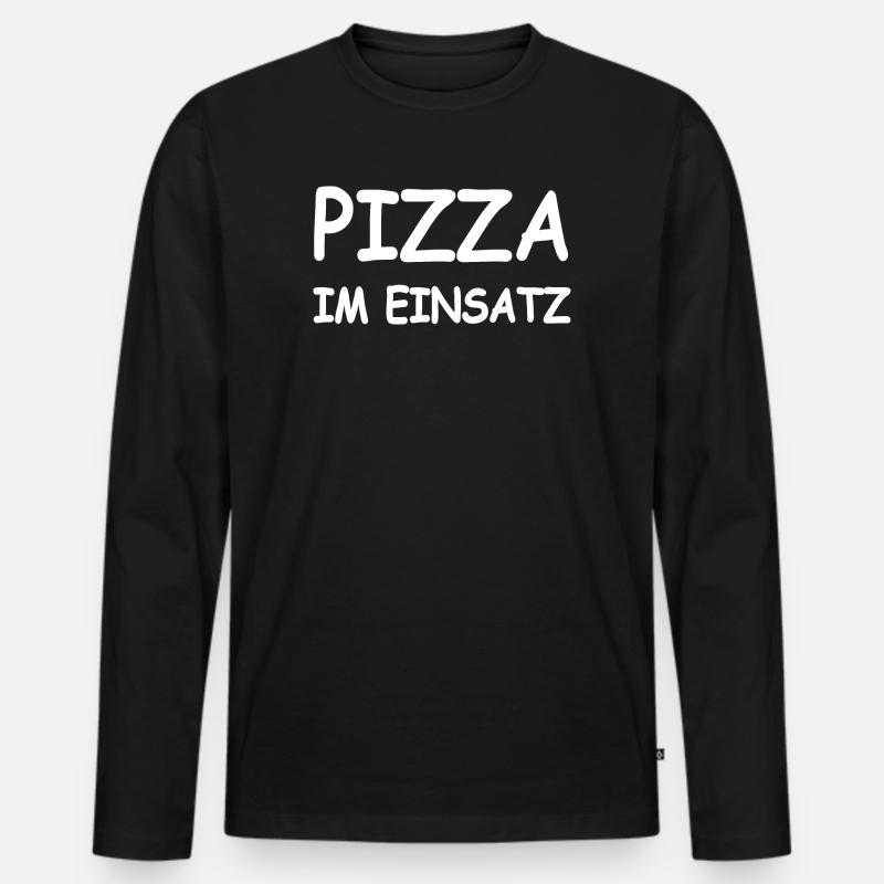 Pizza - Männer Premium Bio Langarmshirt - Schwarz