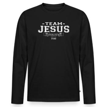 L’ÉQUIPE JÉSUS - T-shirt manches longues Premium bio Homme - noir - Devant - Nico (187cm)