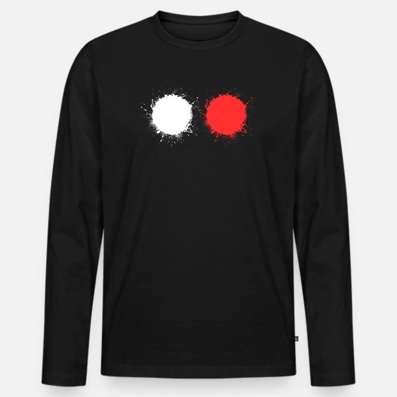 Weiß Rot - Männer Premium Bio Langarmshirt - Schwarz