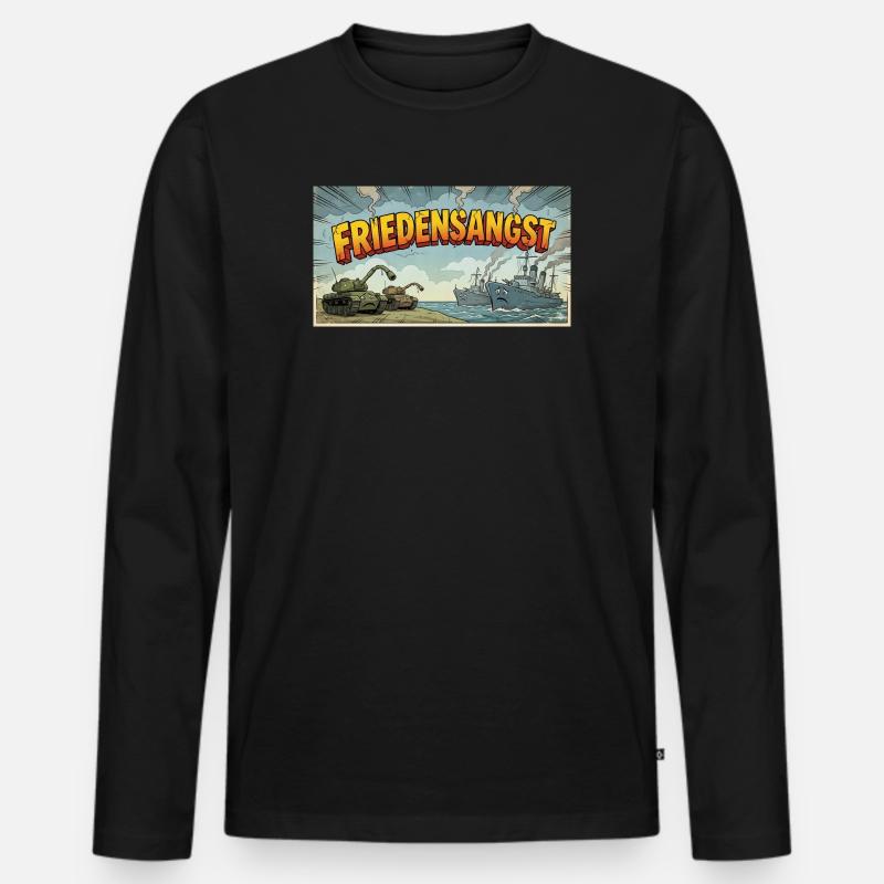 Friedensangst - Männer Premium Bio Langarmshirt - Schwarz