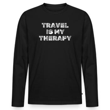 Travel Is My Therapy – Reisen Motivation - Men's Premium Organic Long Sleeve Shirt - black - Front - Nico (187cm)