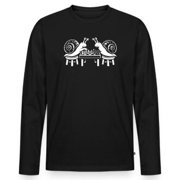 Duel d’échecs à l’escargot - T-shirt manches longues Premium bio Homme - noir - Devant - Nico (187cm)