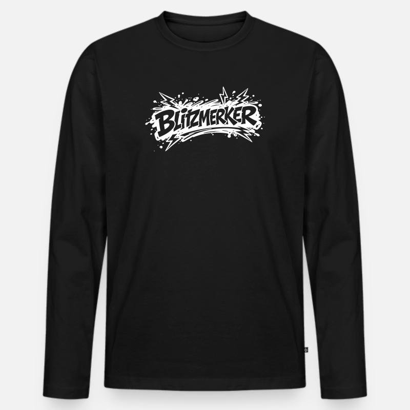 Blitzmerker weiß - Männer Premium Bio Langarmshirt - Schwarz