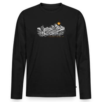 Hiker Sunrise Destination Relief Light - Men's Premium Organic Long Sleeve Shirt - black - Front - Nico (187cm)