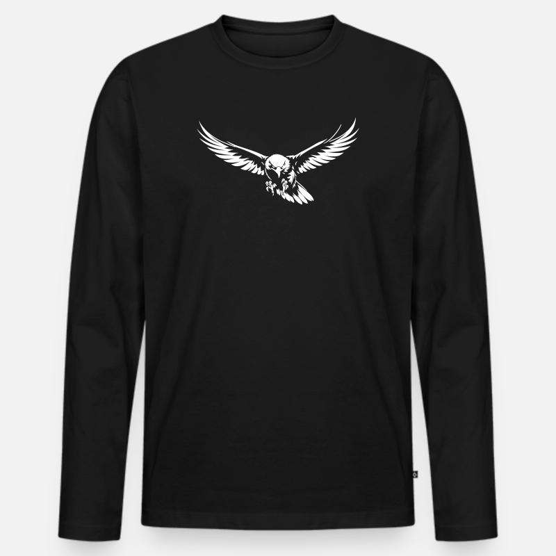 Angreifender Adler im Flug - Männer Premium Bio Langarmshirt - Schwarz