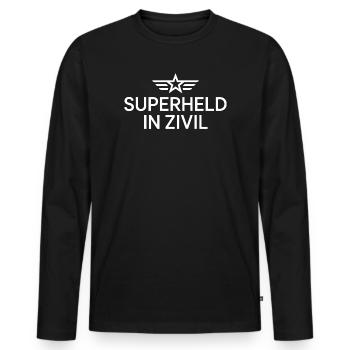 Superheld In Zivil Superhero Superhelden Kostüm - Männer Premium Bio Langarmshirt - Schwarz - Vorne - Nico (187cm)