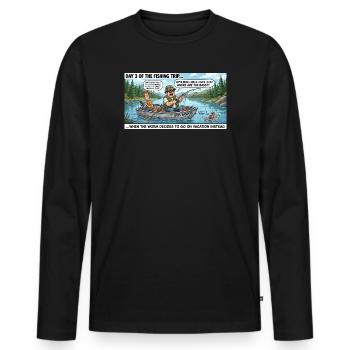 Bass Bandits Angeltour - Männer Premium Bio Langarmshirt - Schwarz - Vorne - Nico (187cm)