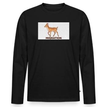 Illustration des cerfs migrateurs - T-shirt manches longues Premium bio Homme - noir - Devant - Nico (187cm)