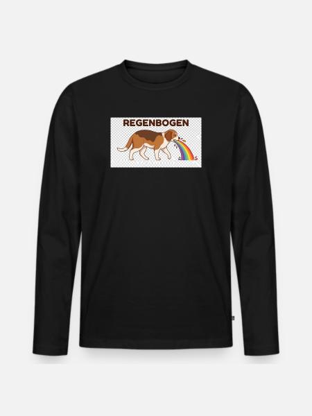 Beagle mit Regenbogenstrahl - Männer Premium Bio Langarmshirt - Schwarz
