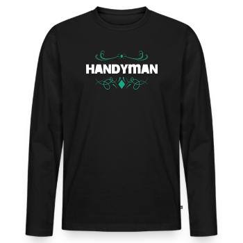 Handyman Vintage Ornament Pattern - Men's Premium Organic Long Sleeve Shirt - black - Front - Nico (187cm)