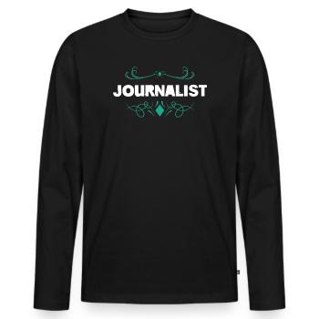 Journalist Ornament Pattern - Men's Premium Organic Long Sleeve Shirt - black - Front - Nico (187cm)