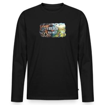Frieden der Welt - Männer Premium Bio Langarmshirt - Schwarz - Vorne - Nico (187cm)