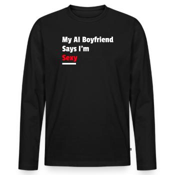 Mon petit ami IA dit que je suis sexy - T-shirt manches longues Premium bio Homme - noir - Devant - Nico (187cm)