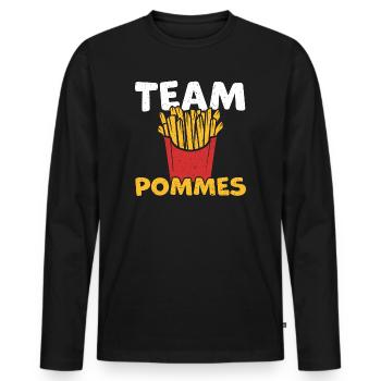Team Pommes - Pommes Frites - Männer Premium Bio Langarmshirt - Schwarz - Vorne - Nico (187cm)
