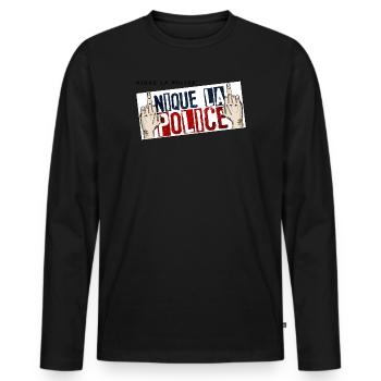 nique la police - T-shirt manches longues Premium bio Homme - noir - Devant - Nico (187cm)