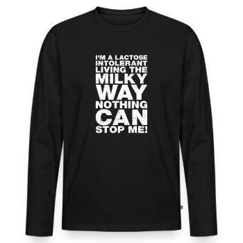 Lactose Intolérant drôle intolérance au lactose Blague - T-shirt manches longues Premium bio Homme - noir - Devant - Nico (187cm)