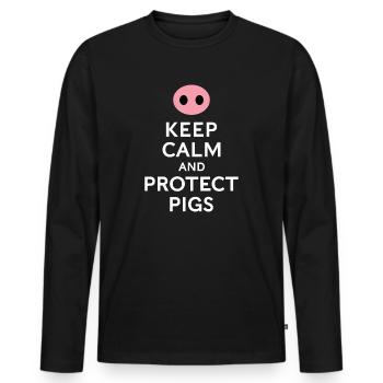Protect The Pigs Funny Pig Lover Saying - Men's Premium Organic Long Sleeve Shirt - black - Front - Nico (187cm)