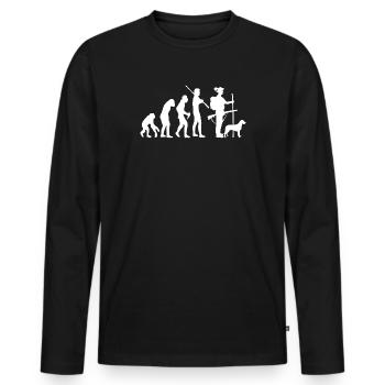 Evolution des Jägers - Männer Premium Bio Langarmshirt - Schwarz - Vorne - Nico (187cm)