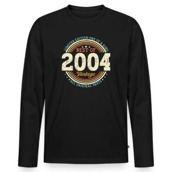 Vintage 2004 Vintage Retro 19 Cadeau d’anniversaire - T-shirt manches longues Premium bio Homme - noir - Devant - Nico (187cm)