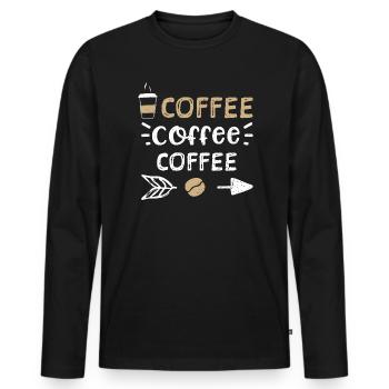 Coffee Coffee Coffee - Coffee - Männer Premium Bio Langarmshirt - Schwarz - Vorne - Nico (187cm)