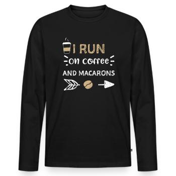 I Run On Coffee And Macarons - Männer Premium Bio Langarmshirt - Schwarz - Vorne - Nico (187cm)