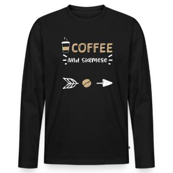 Café Et Siamois - Café - T-shirt manches longues Premium bio Homme - noir - Devant - Nico (187cm)