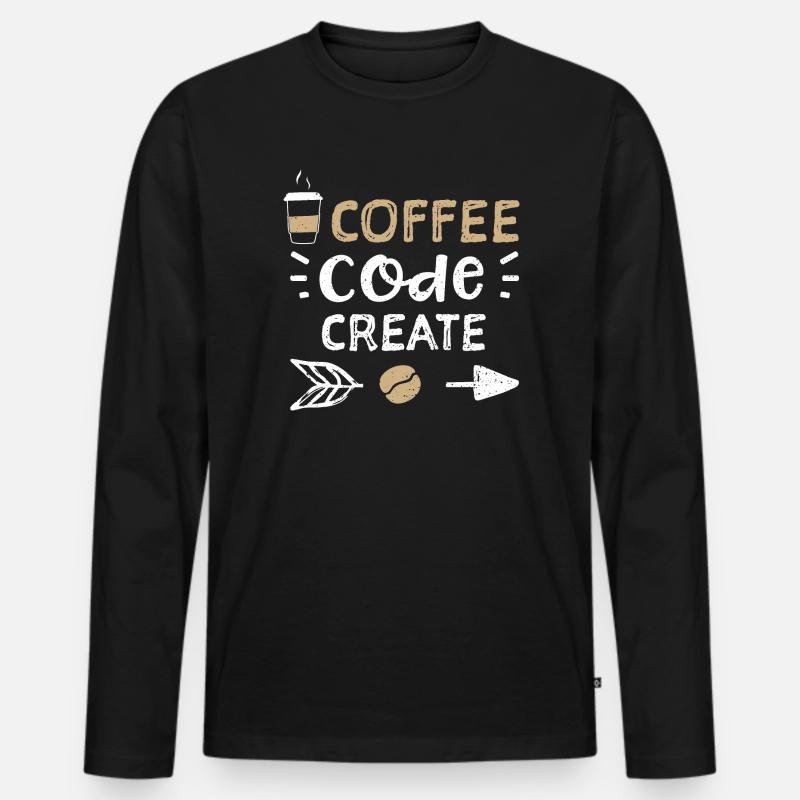 Café Code Create - Café - T-shirt manches longues Premium bio Homme - noir