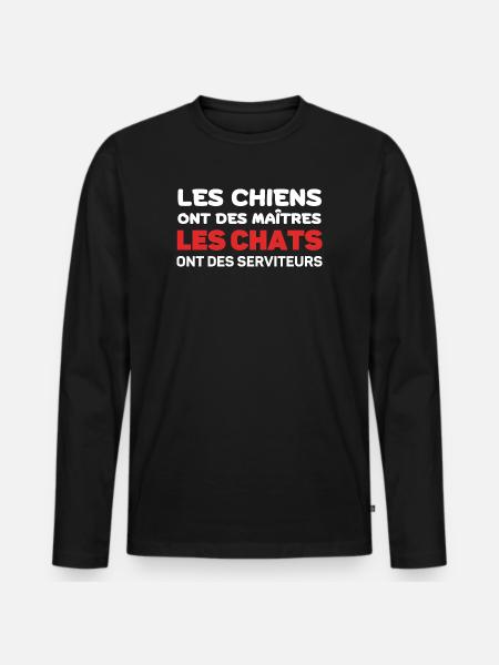 Chats et Chiens: Maîtres et Serviteurs - T-shirt manches longues Premium bio Homme - noir