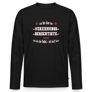 Verziehungsberechtigtern - ich bin der Onkel - Männer Premium Bio Langarmshirt - Schwarz - Vorne - Nico (187cm)