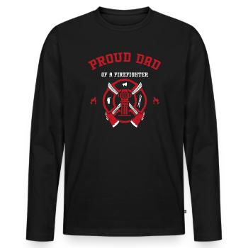 Fier papa d’un pompier - T-shirt manches longues Premium bio Homme - noir - Devant - Nico (187cm)