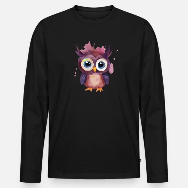 Kunsteule - Männer Premium Bio Langarmshirt - Schwarz