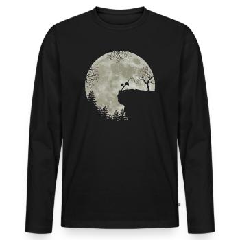Chat dans la lune - T-shirt manches longues Premium bio Homme - noir - Devant - Nico (187cm)