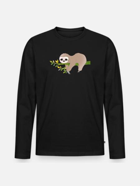 Relaxed Sloth – Charming Relax Motif - Men's Premium Organic Long Sleeve Shirt - black