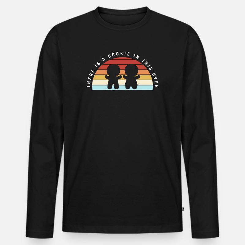 Schwangerschaft Geburt Lebkuchen Weihnachten - Männer Premium Bio Langarmshirt - Schwarz