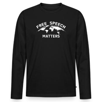 La liberté d’expression compte dans le monde entier - T-shirt manches longues Premium bio Homme - noir - Devant - Nico (187cm)