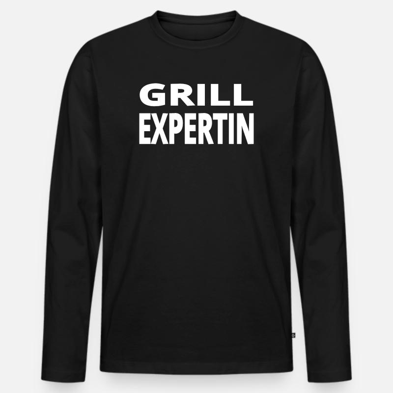 Grillen - Männer Premium Bio Langarmshirt - Schwarz