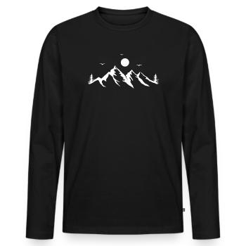 Gebirge - Männer Premium Bio Langarmshirt - Schwarz - Vorne - Nico (187cm)