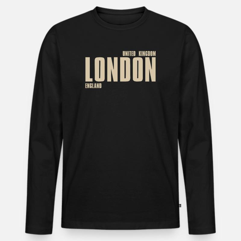 Londoner Retro-Typografie - Männer Premium Bio Langarmshirt - Schwarz