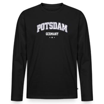 Potsdam Deutschland College Emblem - Männer Premium Bio Langarmshirt - Schwarz - Vorne - Nico (187cm)