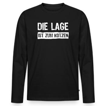 Die Lage ist zum kotzen - Männer Premium Bio Langarmshirt - Schwarz - Vorne - Nico (187cm)