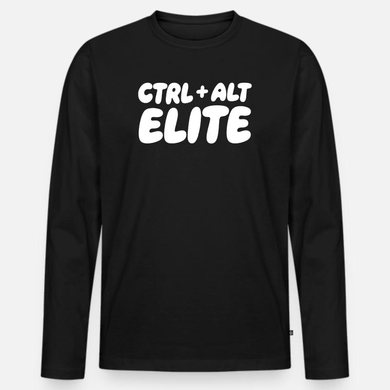 Ctrl Alt Elite: Keyboard Gamer Tee - Männer Premium Bio Langarmshirt - Schwarz