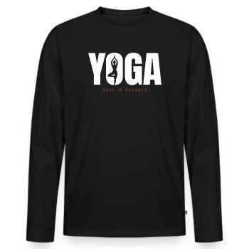 Yoga Balance – Stay in Balance Motivation - Men's Premium Organic Long Sleeve Shirt - black - Front - Nico (187cm)