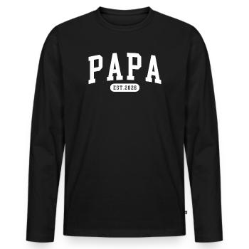 Papa 2026 Est 2026 Statement Design - T-shirt manches longues Premium bio Homme - noir - Devant - Nico (187cm)